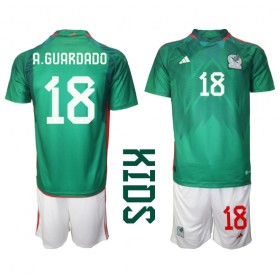 Mexiko Andres Guardado #18 Hemmakläder Barn VM 2022 Kortärmad (+ Korta byxor)